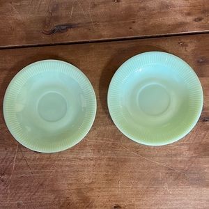 Fire King Jade two Saucers
